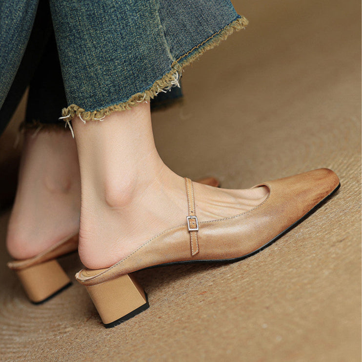 Alicia Genuine Leather Mules