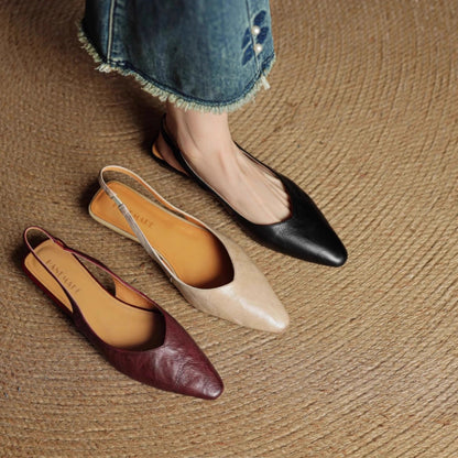 Cadie Genuine Leather Slingbacks