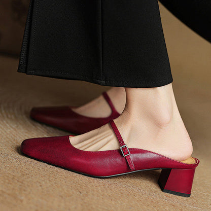 Alicia Genuine Leather Mules