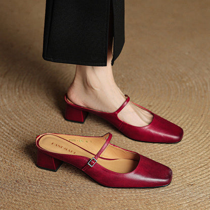 Alicia Genuine Leather Mules