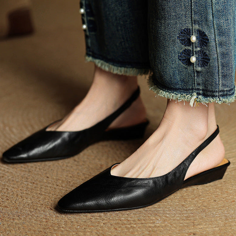 Cadie Genuine Leather Slingbacks