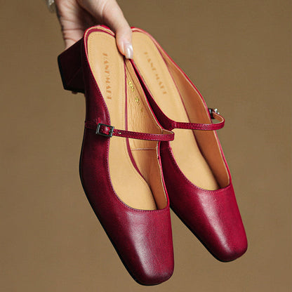 Alicia Genuine Leather Mules