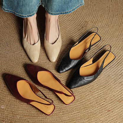 Cadie Genuine Leather Slingbacks